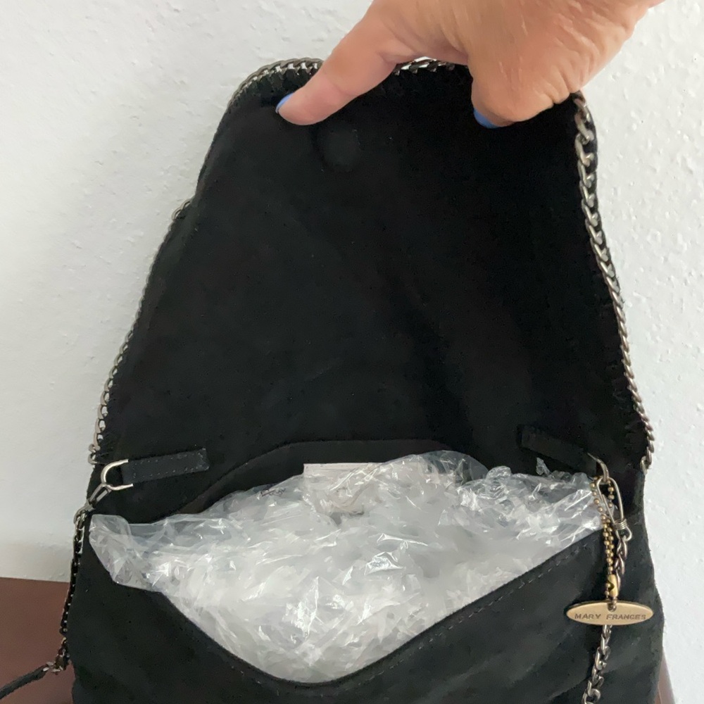 NEW RETIRED MARY FRANCES FRACTURED N347 CLUTCH BLACK SUEDE STONES - Picture 3 of 4